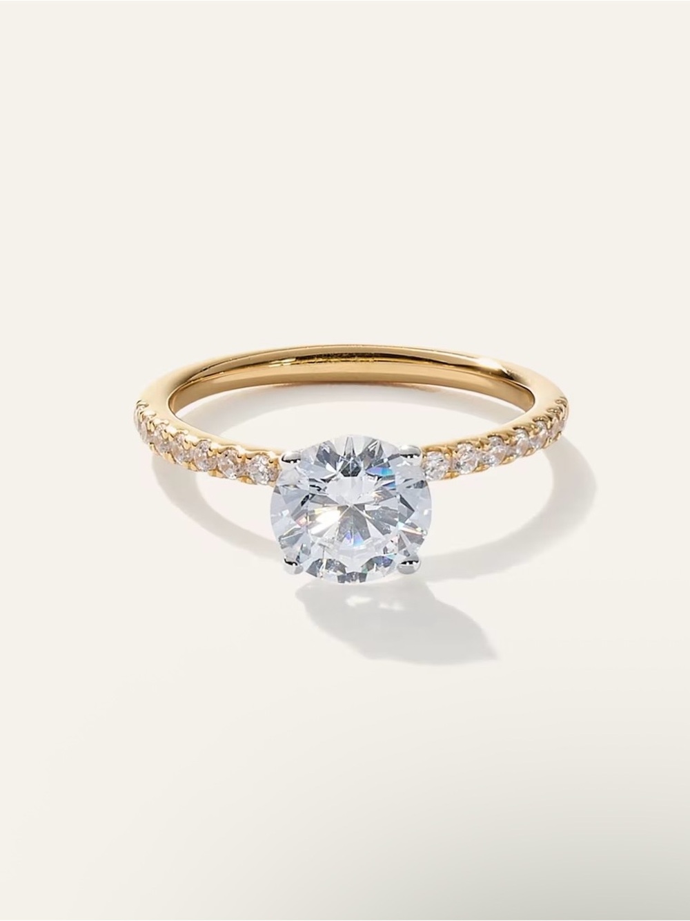 Lab Grown Diamond Round Petite Pave Engagement Ring